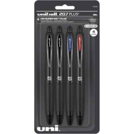 Uni-Ball 0.7 mm Point 207 Plus Gel Pen, Assorted Color, 4PK UBC70458